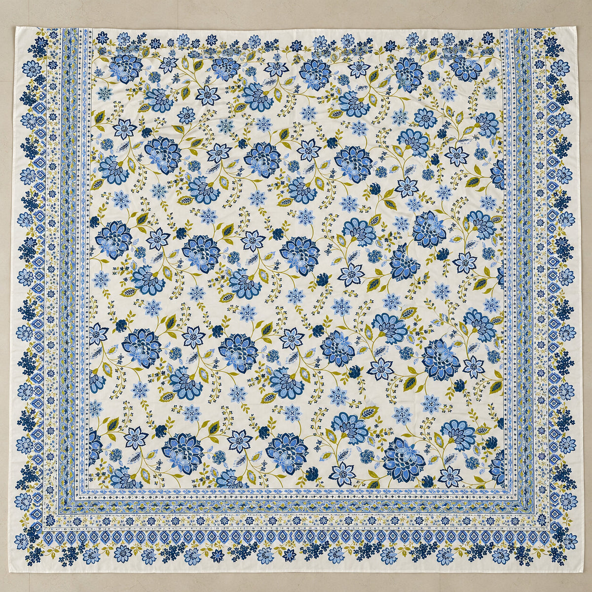 Blue Blossom Rangrez Bedsheet - BS_RZ_KS_007 - full print