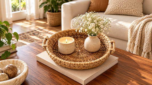 Handmade Round Nesting Cane Tray with Handles — Set of 3 or Individual Sizes
