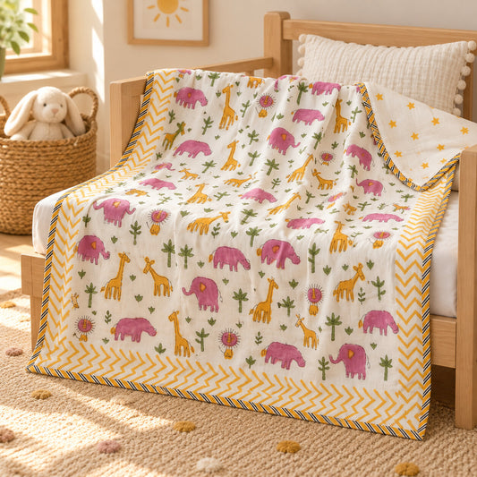 Pink Elephant & Giraffe Baby Dohar - DH_SUB_BB_004 - kids room lifestyle