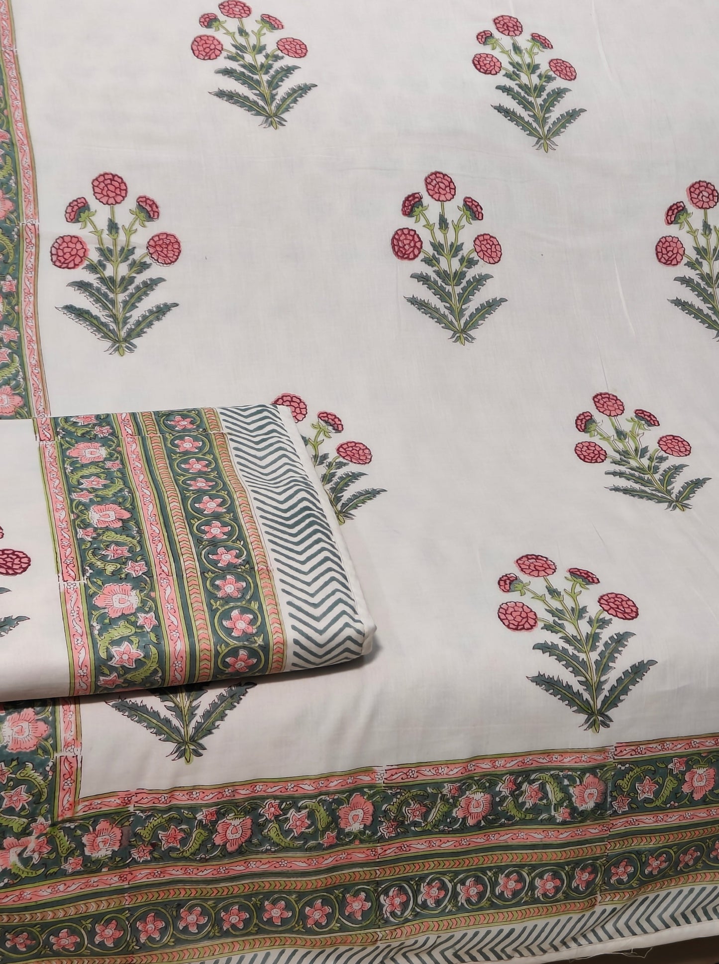 Gulfam: 100% Cotton Mulmul Double Side Hand Block Printed Single Bed Dohar (Set of 2)