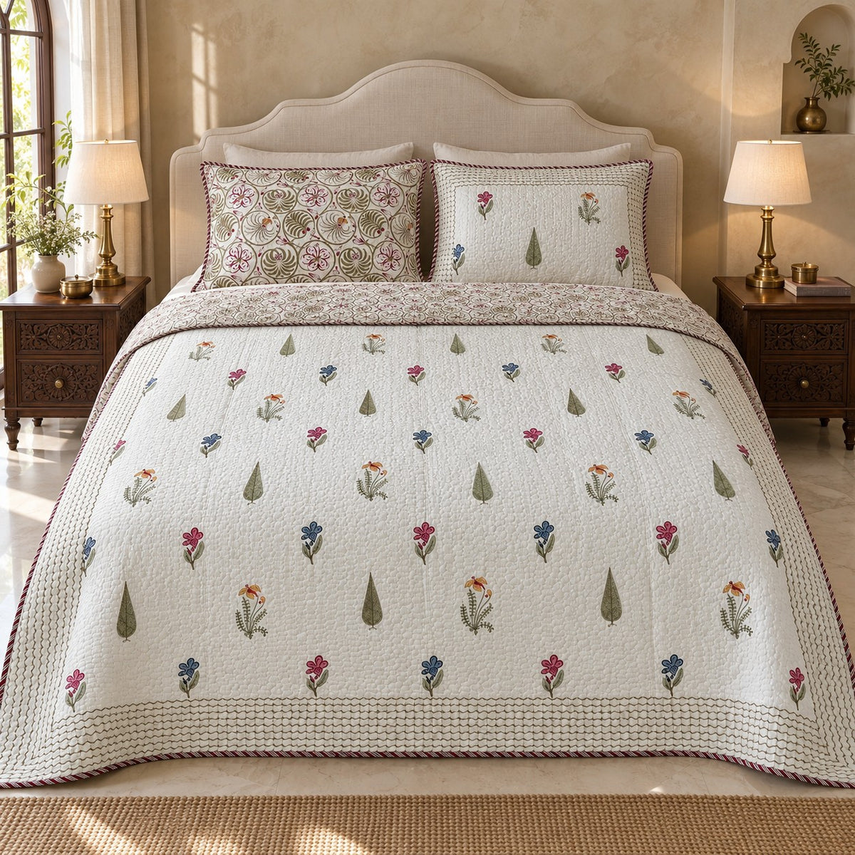 Meadow Buti Reversible Quilted Bedcover - BC_QT_KS_002 - hero