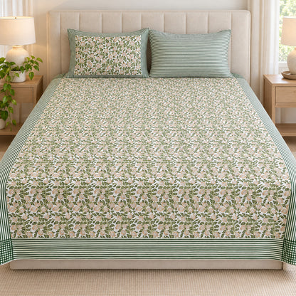 Sage Pomegranate Vine Khwaab Bedsheet - BS_KH_KS_001 - hero