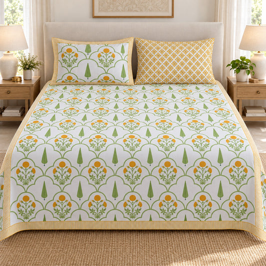 Marigold Arch Khwaab Bedsheet - BS_KH_KS_002 - hero