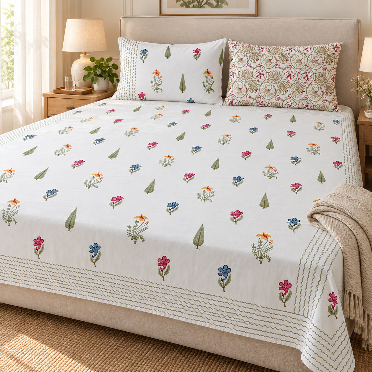 Meadow Buti Khwaab Bedsheet - BS_KH_KS_003 - bed lifestyle