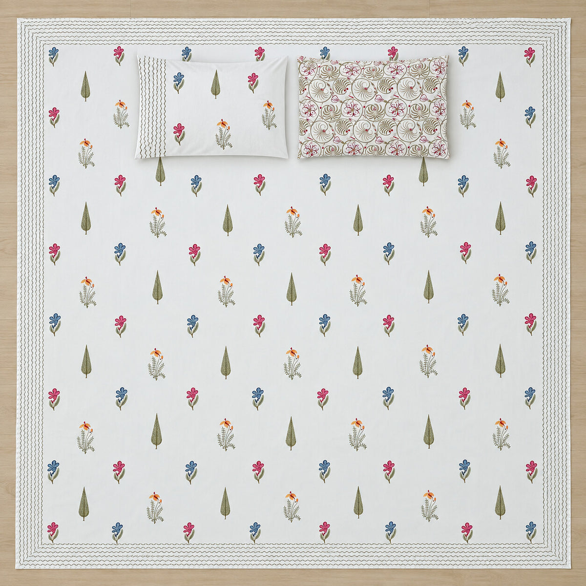 Meadow Buti Khwaab Bedsheet - BS_KH_KS_003 - full print flat lay
