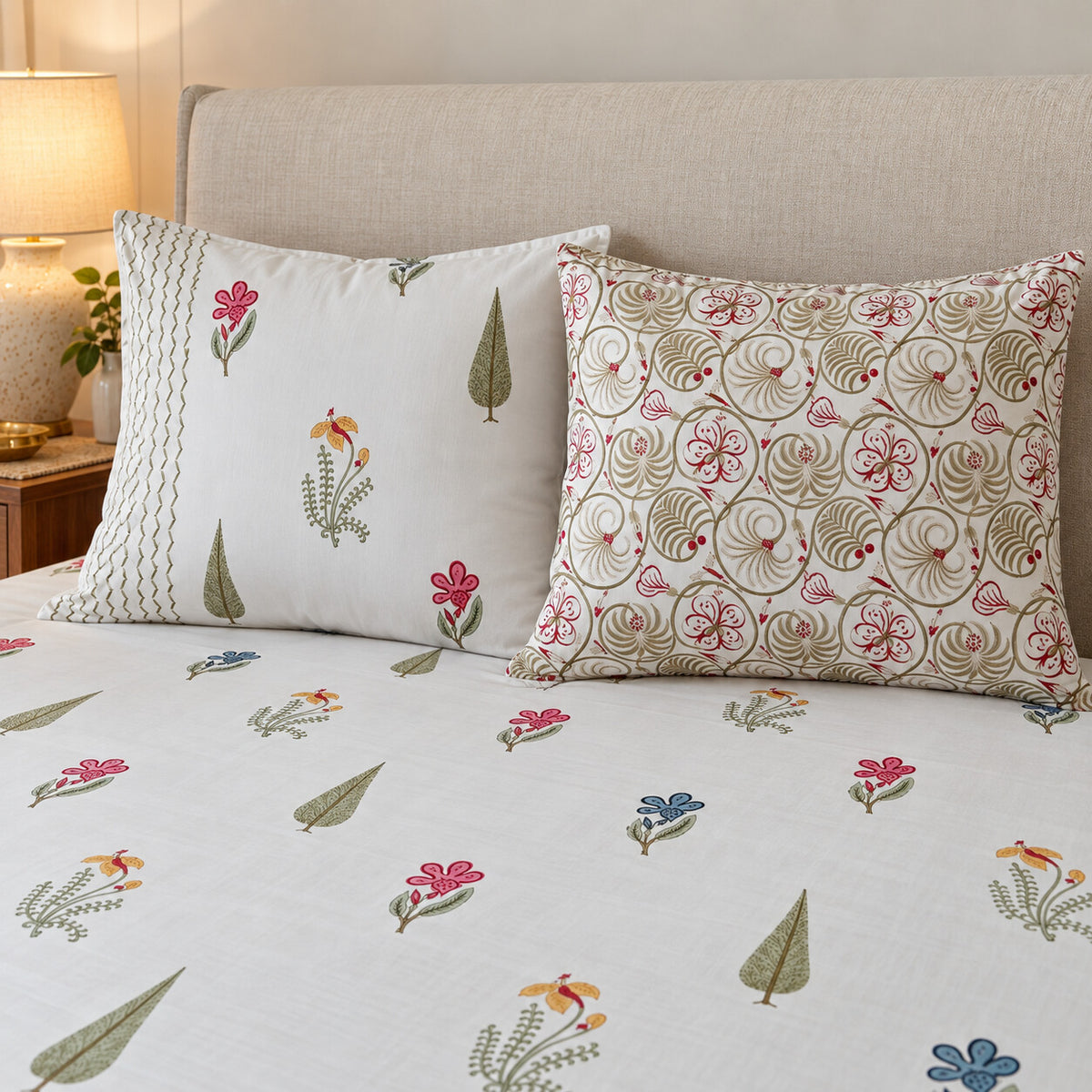 Meadow Buti Khwaab Bedsheet - BS_KH_KS_003 - pillow covers