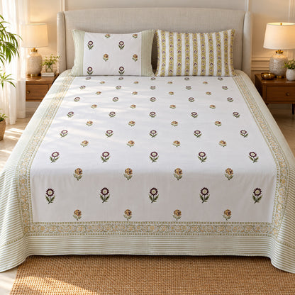 Plum Sunflower Buti Khwaab Bedsheet - BS_KH_KS_004 - hero