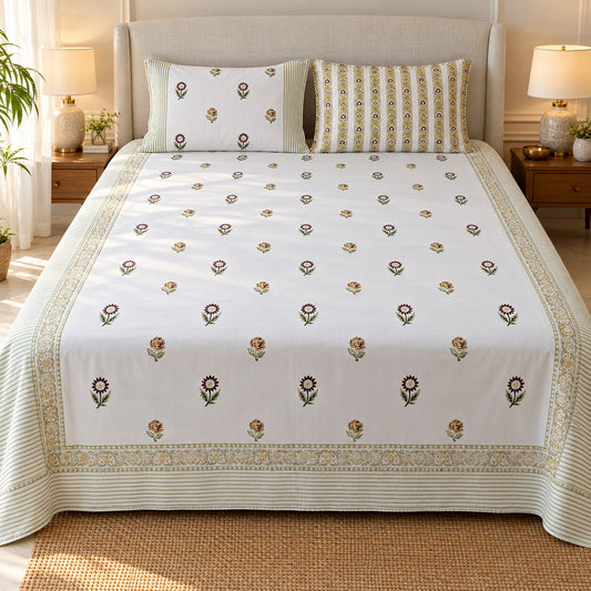 Plum Sunflower Buti Khwaab Bedsheet - BS_KH_KS_004 - hero