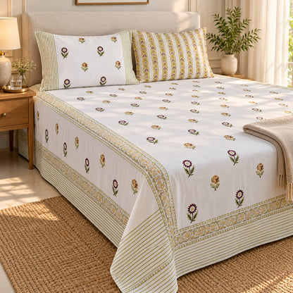 Plum Sunflower Buti Khwaab Bedsheet - BS_KH_KS_004 - bed lifestyle