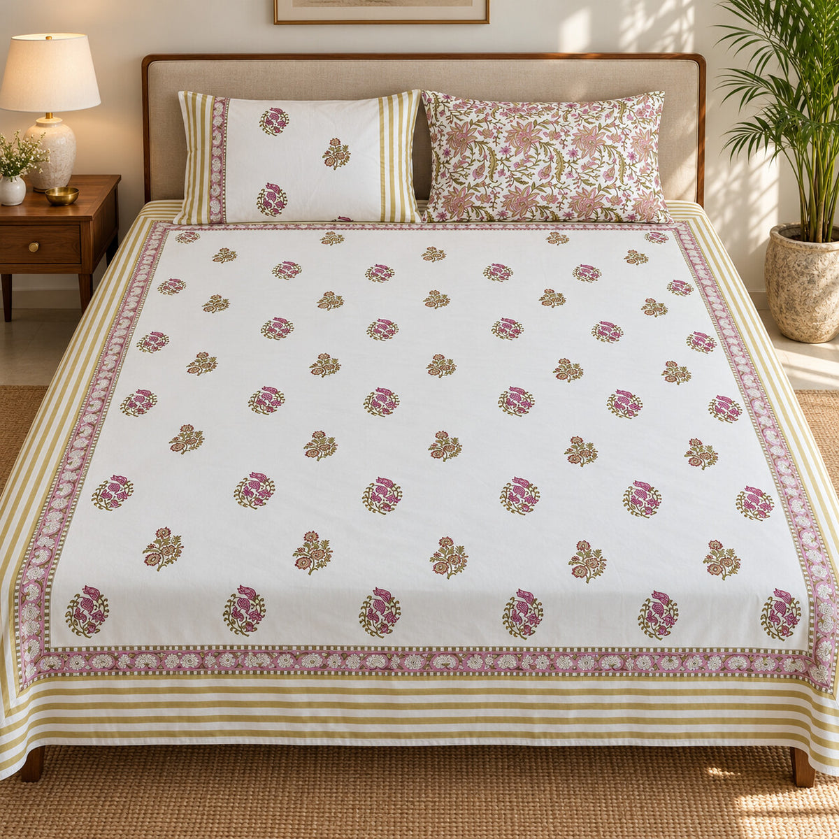 Mauve Bouquet Khwaab Bedsheet - BS_KH_KS_005 - hero