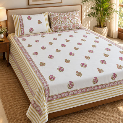 Mauve Bouquet Khwaab Bedsheet - BS_KH_KS_005 - bed lifestyle