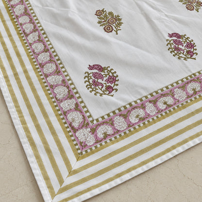 Mauve Bouquet Khwaab Bedsheet - BS_KH_KS_005 - corner and fabric close-up