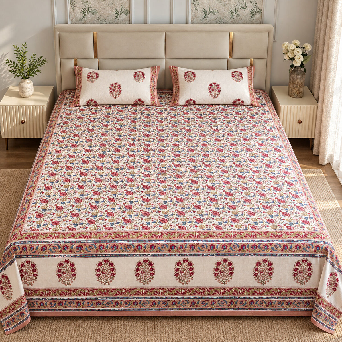 Bright Floral Naaz Bedsheet - BS_NZ_KS_001 - hero