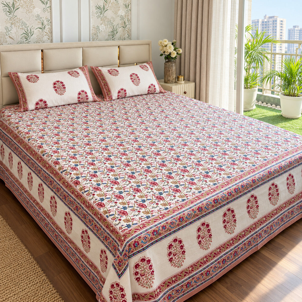 Bright Floral Naaz Bedsheet - BS_NZ_KS_001 - lifestyle