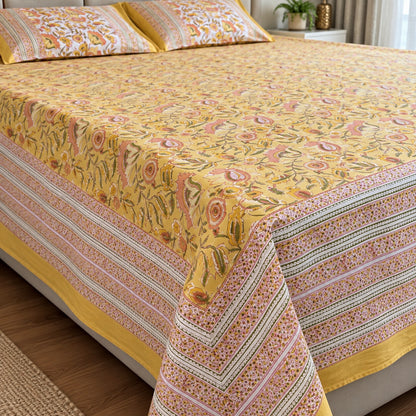 Sunny Yellow Floral Naaz Bedsheet - BS_NZ_KS_002 - detail