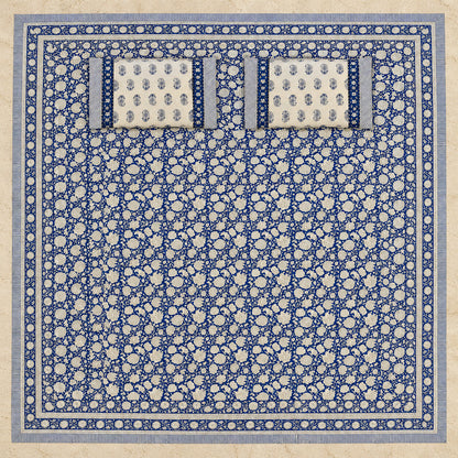 Indigo Floral Jaal Naaz Bedsheet - BS_NZ_KS_003 - full print