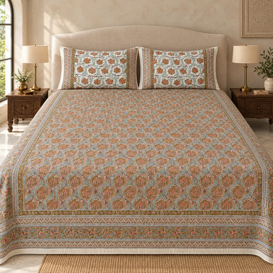 Terracotta Blossom Jaal Naaz Bedsheet - BS_NZ_KS_005 - hero