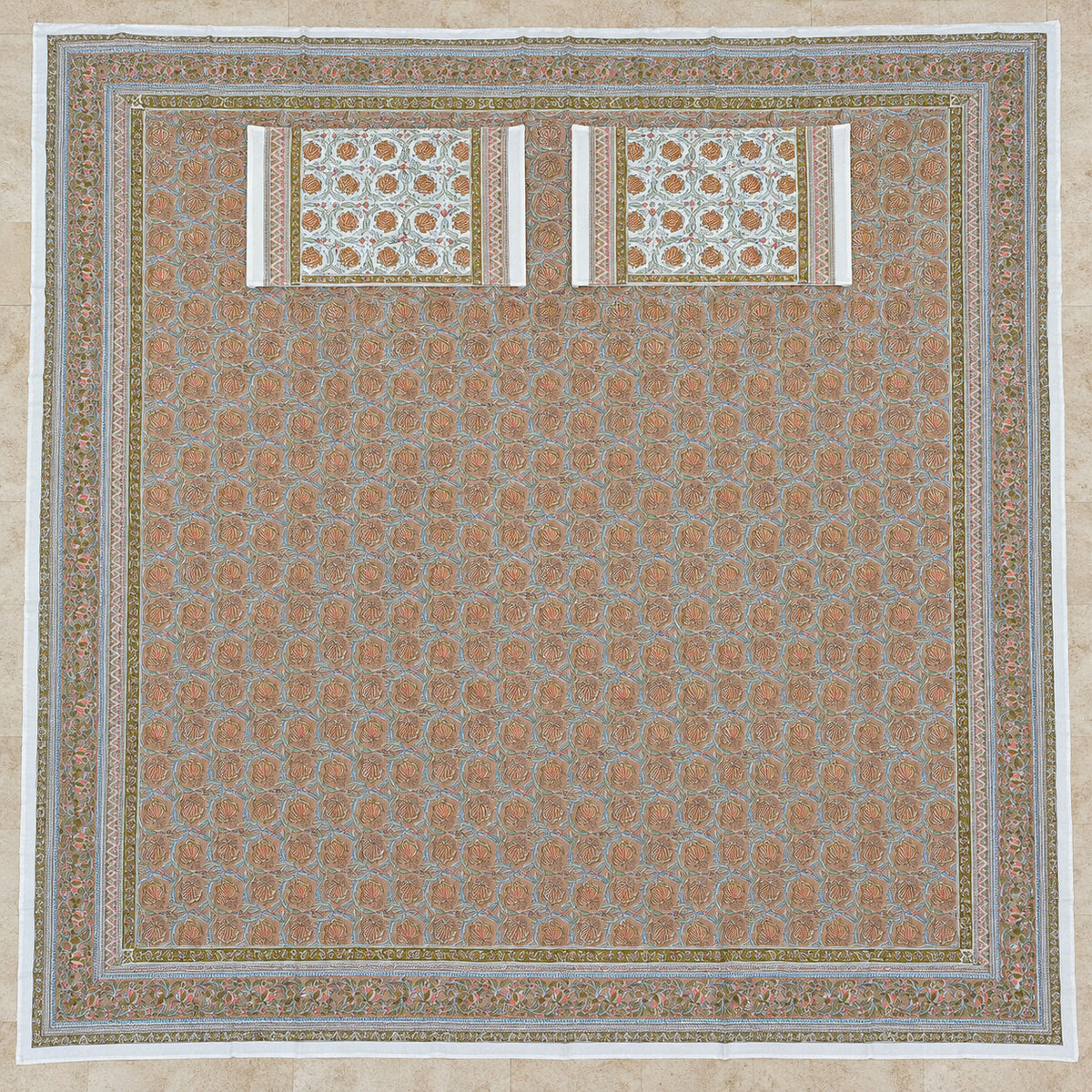 Terracotta Blossom Jaal Naaz Bedsheet - BS_NZ_KS_005 - full print