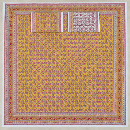Mustard Rosebud Jaal Naaz Bedsheet - BS_NZ_KS_007 - full print