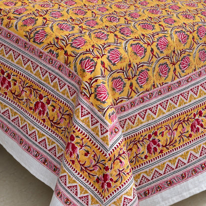 Mustard Rosebud Jaal Naaz Bedsheet - BS_NZ_KS_007 - fabric close-up