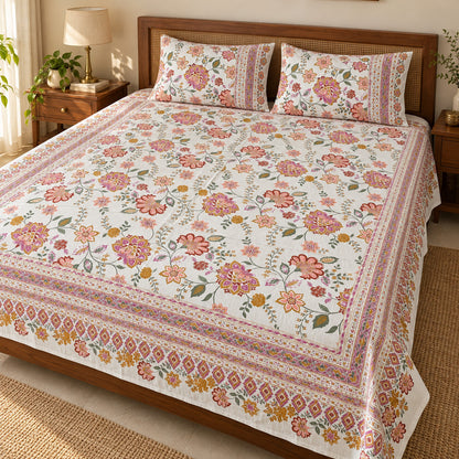 Coral Blossom Rangrez Bedsheet - BS_RZ_KS_003 - bed lifestyle