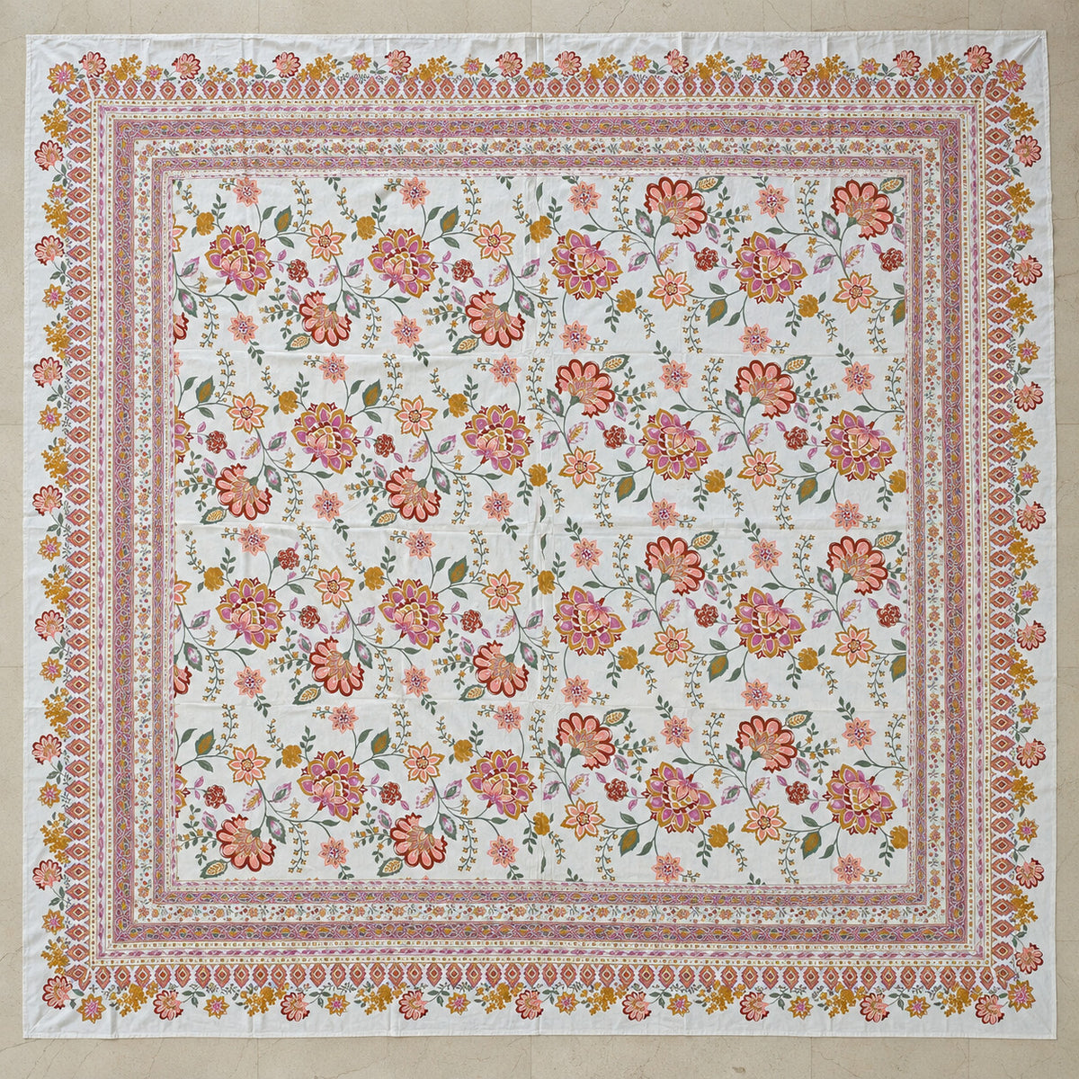 Coral Blossom Rangrez Bedsheet - BS_RZ_KS_003 - full print