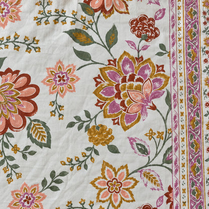 Coral Blossom Rangrez Bedsheet - BS_RZ_KS_003 - fabric close-up