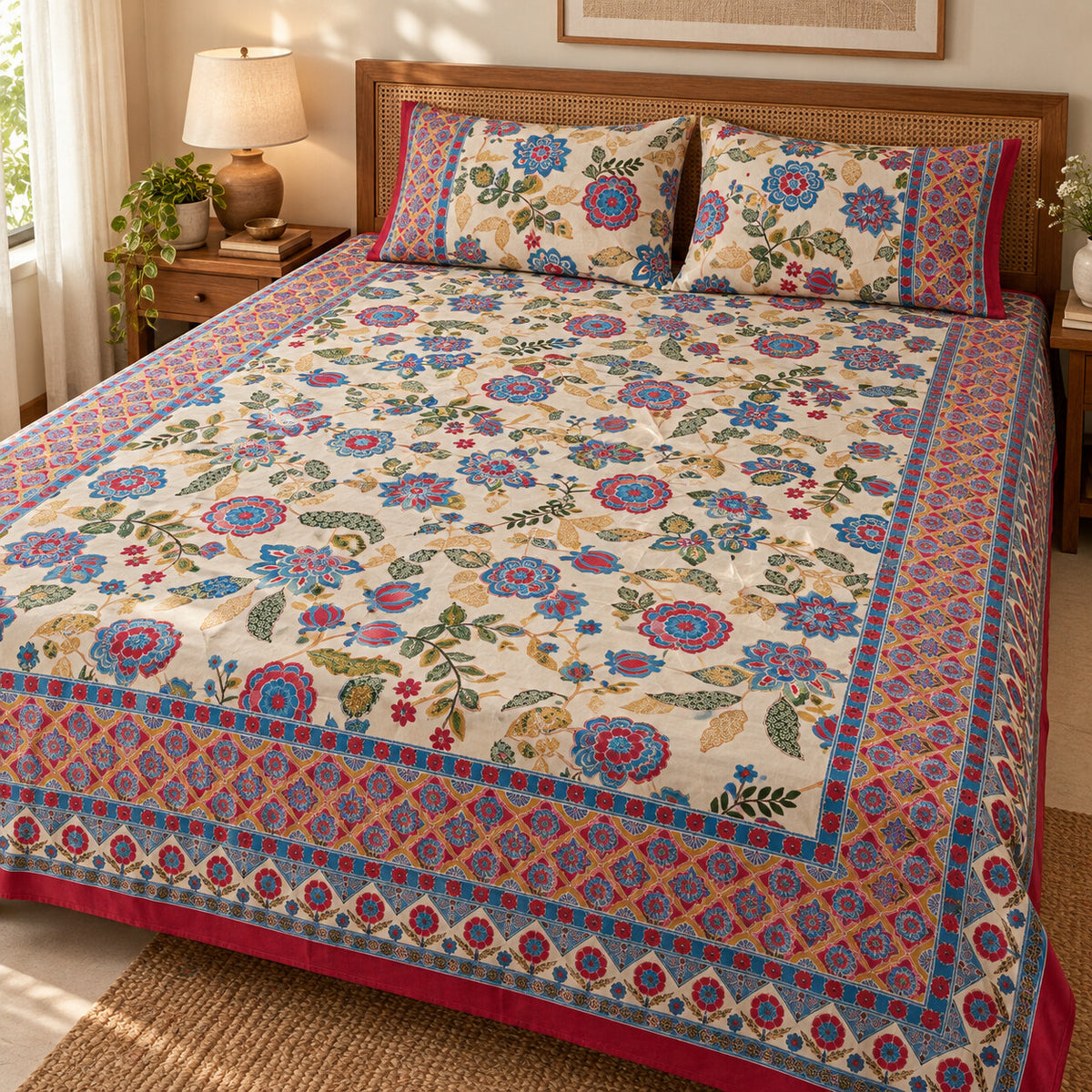 Indigo Garden Rangrez Bedsheet - BS_RZ_KS_004 - bed lifestyle