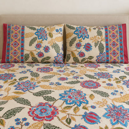 Indigo Garden Rangrez Bedsheet - BS_RZ_KS_004 - pillow covers