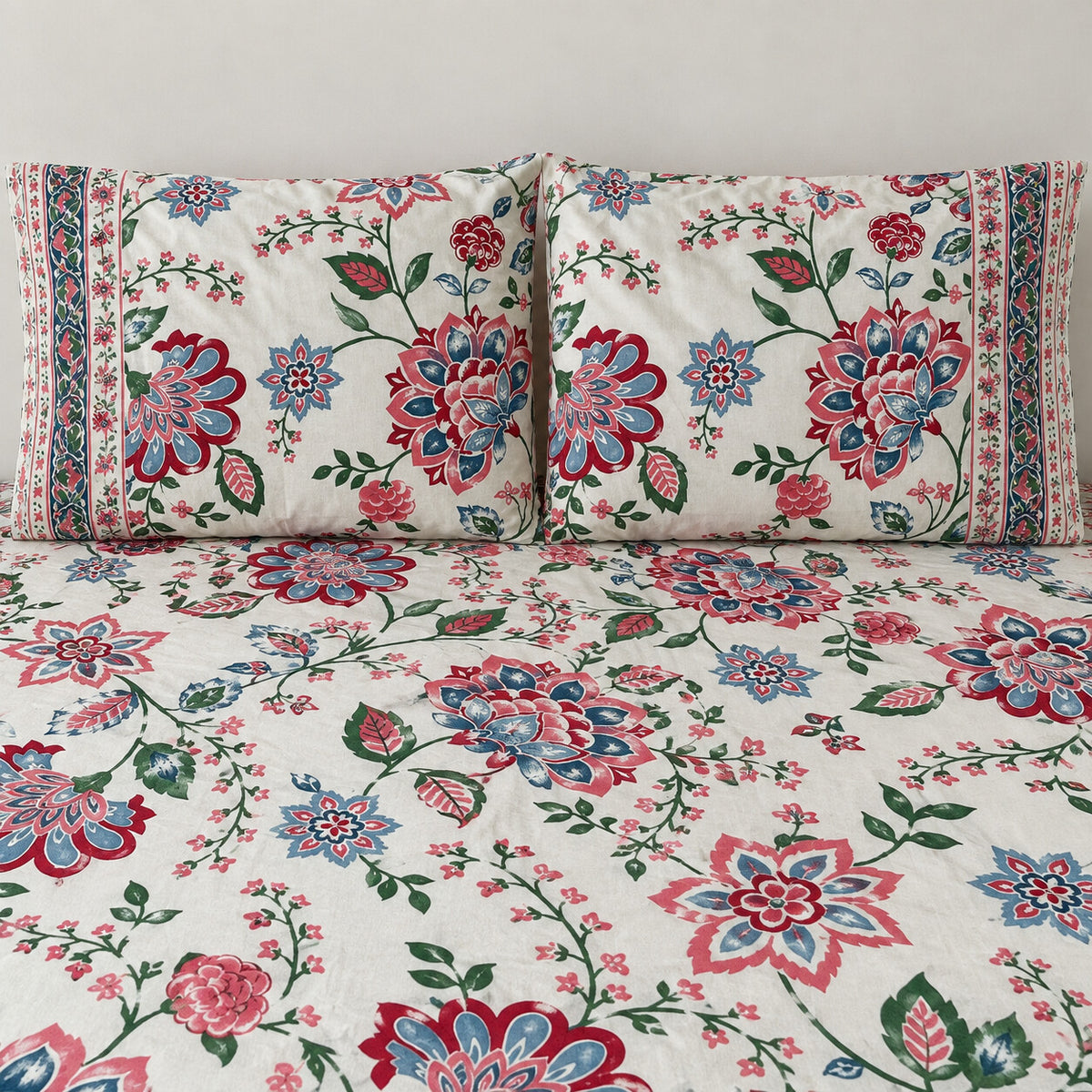 Crimson Vine Rangrez Bedsheet - BS_RZ_KS_005 - pillow covers