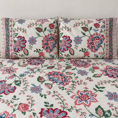 Crimson Vine Rangrez Bedsheet - BS_RZ_KS_005 - pillow covers