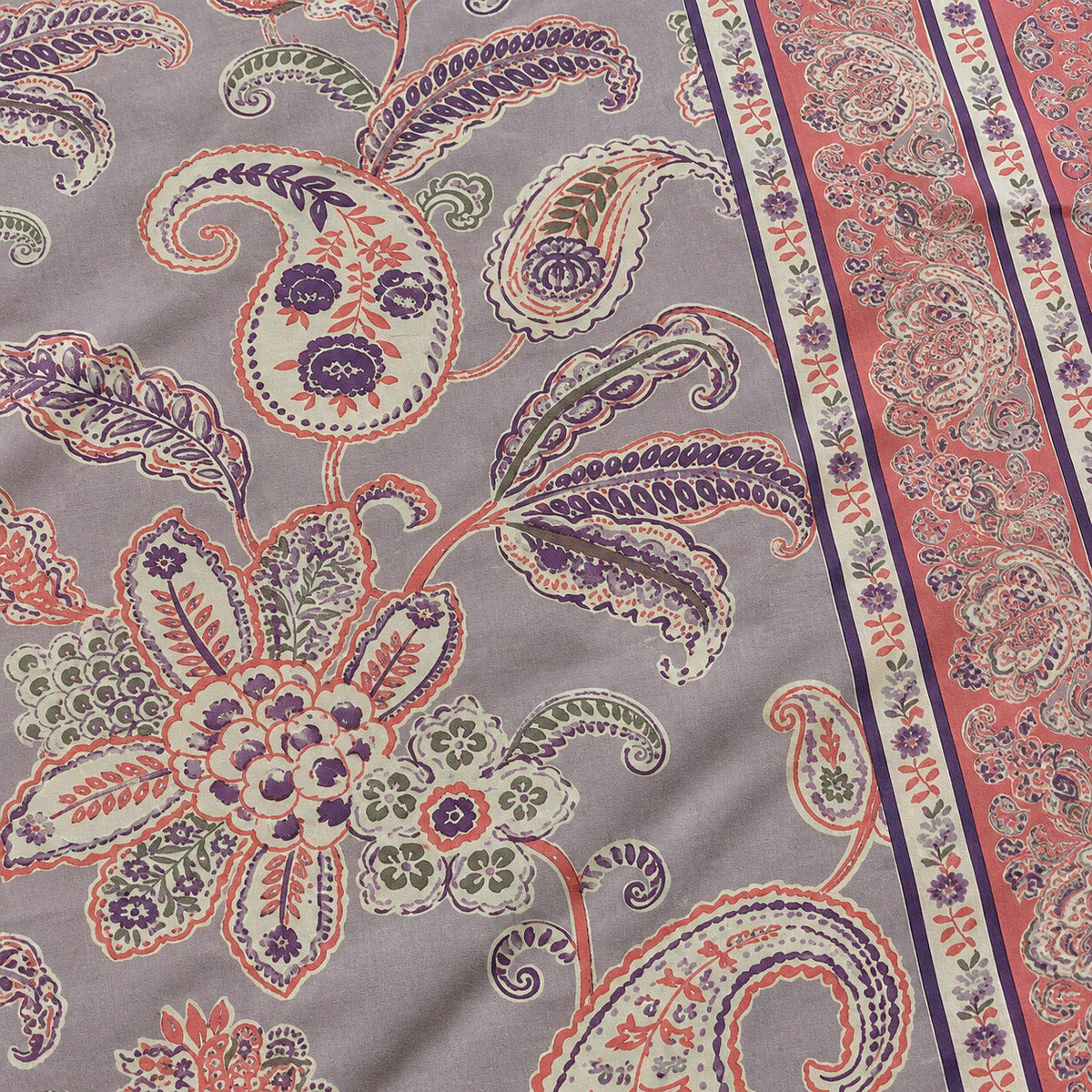 Mauve Paisley Rangrez Bedsheet - BS_RZ_KS_006 - fabric close-up