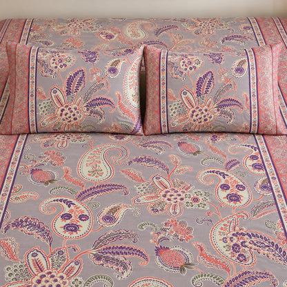 Mauve Paisley Rangrez Bedsheet - BS_RZ_KS_006 - pillow covers