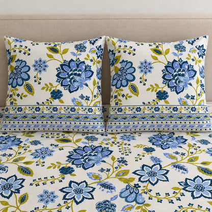 Blue Blossom Rangrez Bedsheet - BS_RZ_KS_007 - pillow covers