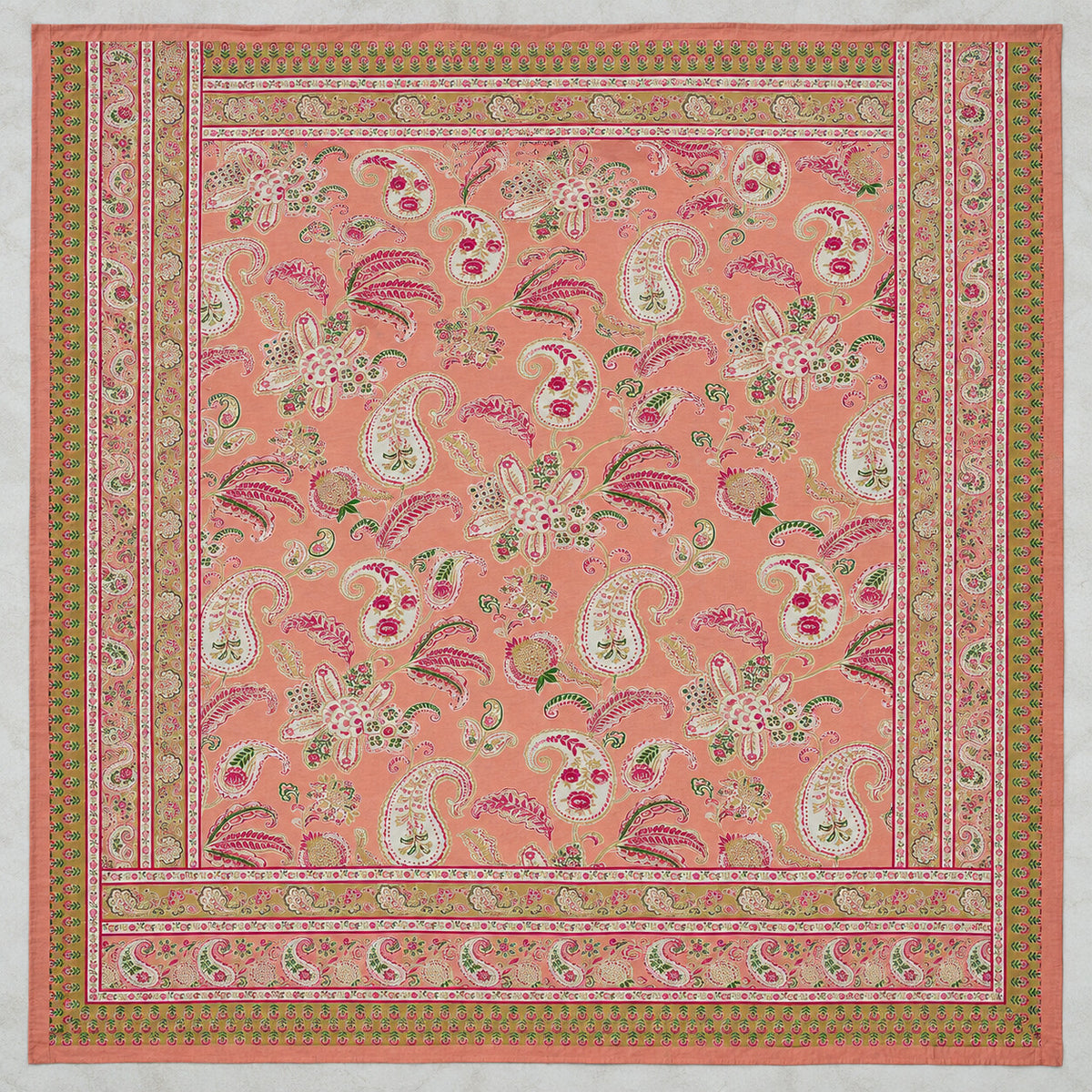 Peach Paisley Rangrez Bedsheet - BS_RZ_KS_008 - full print
