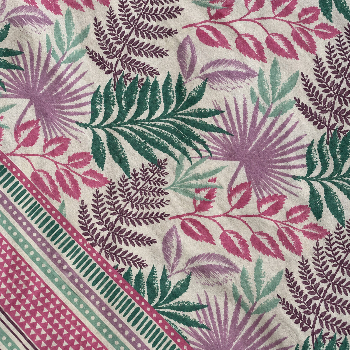 Pink Fern Garden Rangrez Bedsheet - BS_RZ_KS_009 - fabric close-up
