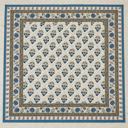 Blue Trellis Buti Rangrez Bedsheet - BS_RZ_KS_013 - full print