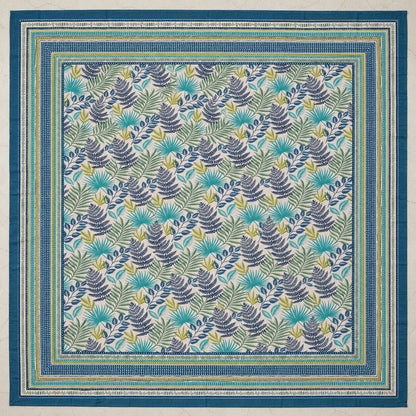 Teal Tropical Leaf Rangrez Bedsheet - BS_RZ_KS_017 - full print