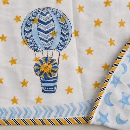 Hot Air Balloon Stars Baby Dohar - DH_SUB_BB_001 - print and border close-up