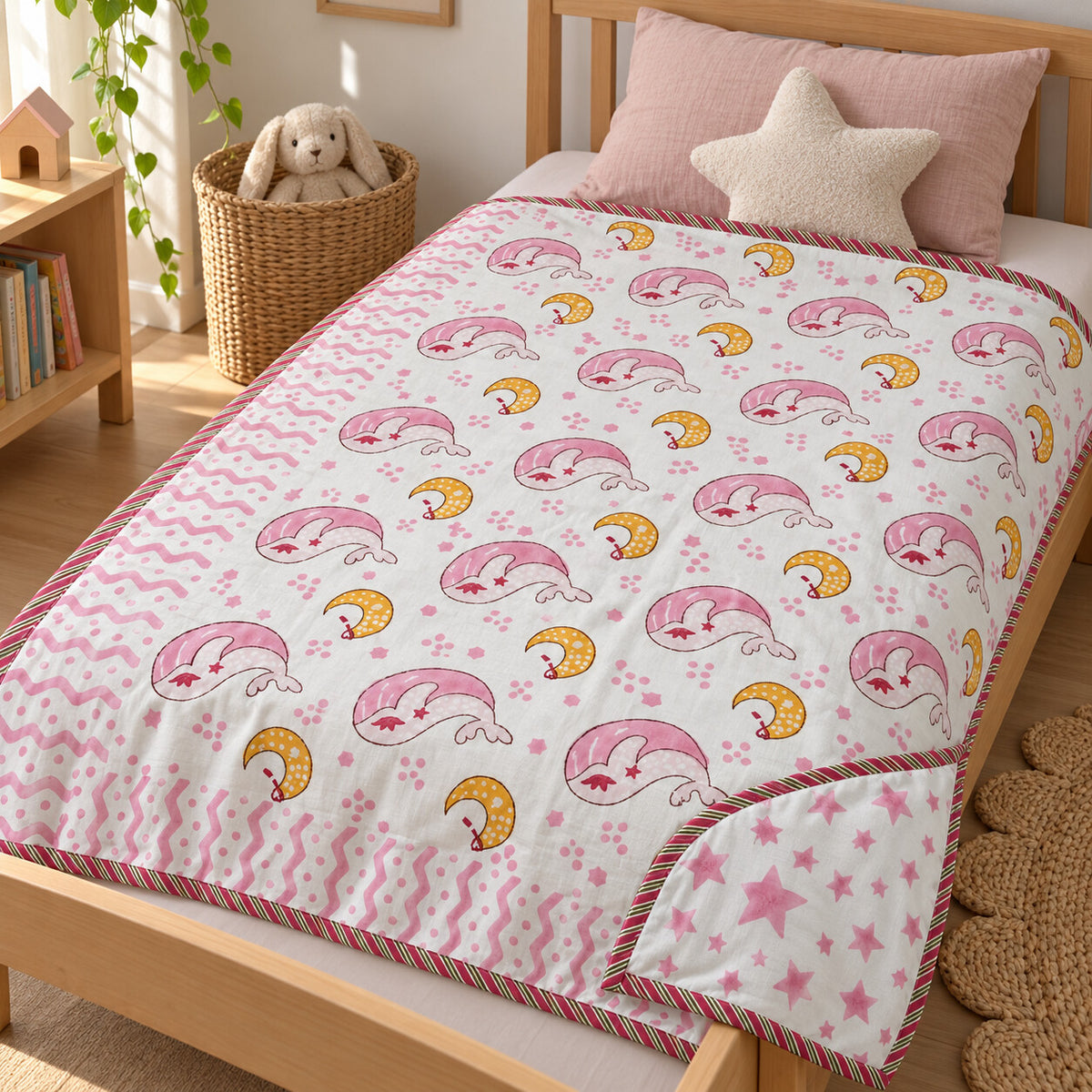 Pink Whale Moon Baby Dohar - DH_SUB_BB_002 - kids room lifestyle