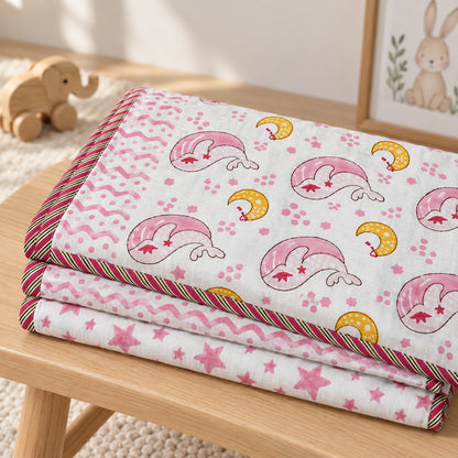 Pink Whale Moon Baby Dohar - DH_SUB_BB_002 - folded gift view