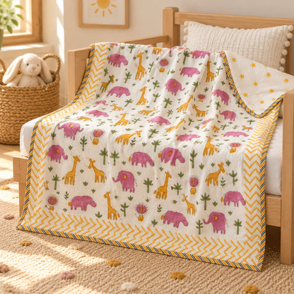 Pink Elephant & Giraffe Baby Dohar - DH_SUB_BB_004 - kids room lifestyle