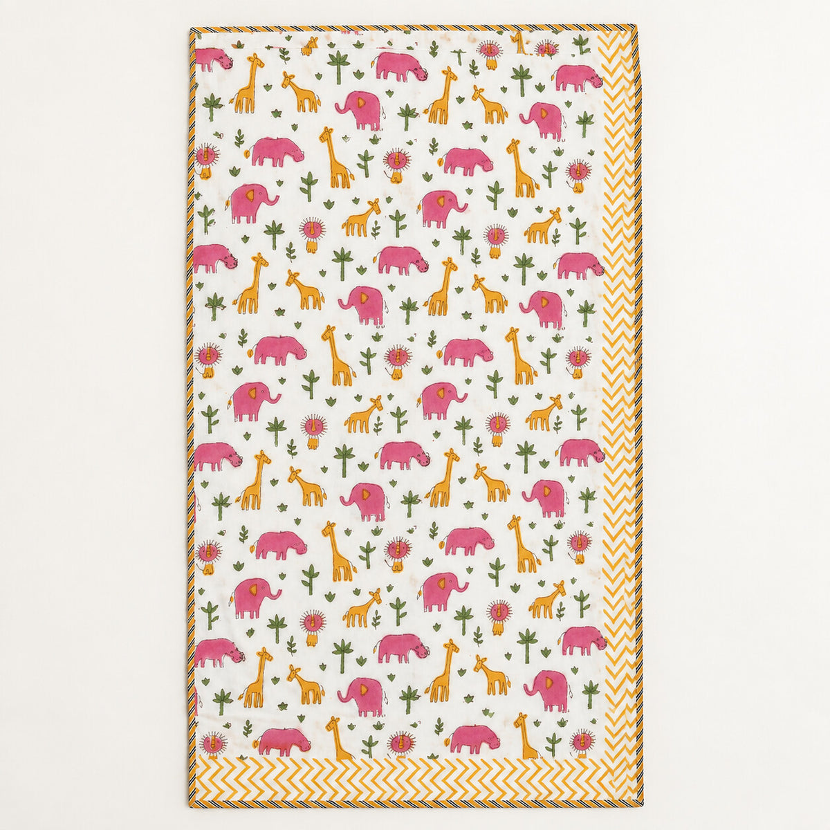Pink Elephant & Giraffe Baby Dohar - DH_SUB_BB_004 - full front flat lay