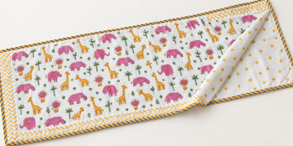 Pink Elephant & Giraffe Baby Dohar - DH_SUB_BB_004 - both sides reversible