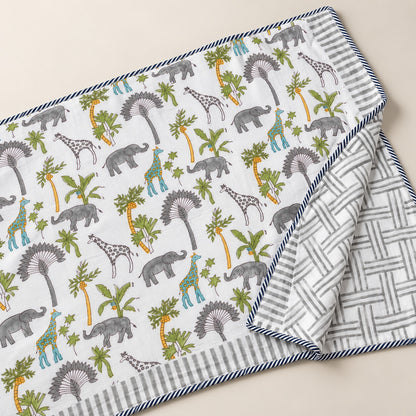 Grey Palm Safari Baby Dohar - DH_SUB_BB_005 - both sides reversible