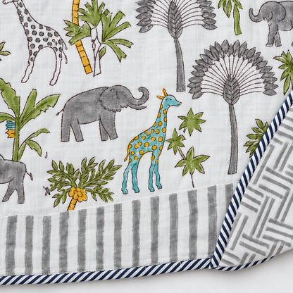 Grey Palm Safari Baby Dohar - DH_SUB_BB_005 - print and border close-up