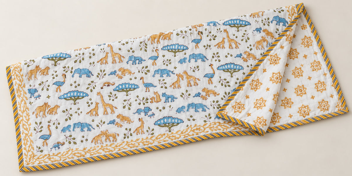 Blue Safari Savanna Baby Dohar - DH_SUB_BB_006 - both sides reversible