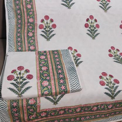 Gulfam: 100% Cotton Mulmul Double Side Hand Block Printed Single Bed Dohar (Set of 2)