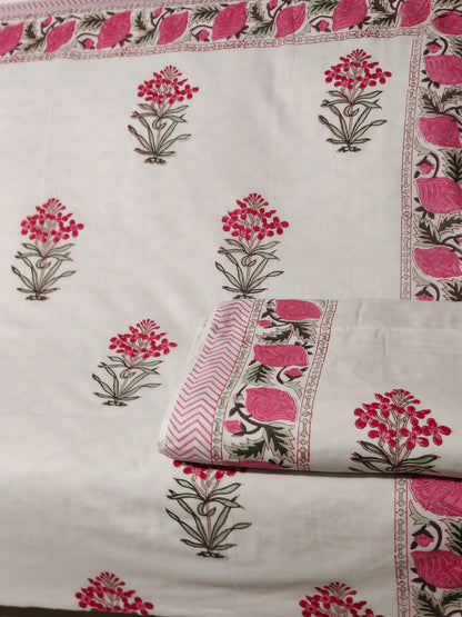 Gudhal Jal: 100% Cotton Mulmul Double Side Hand Block Printed Dohar (Set of 2)