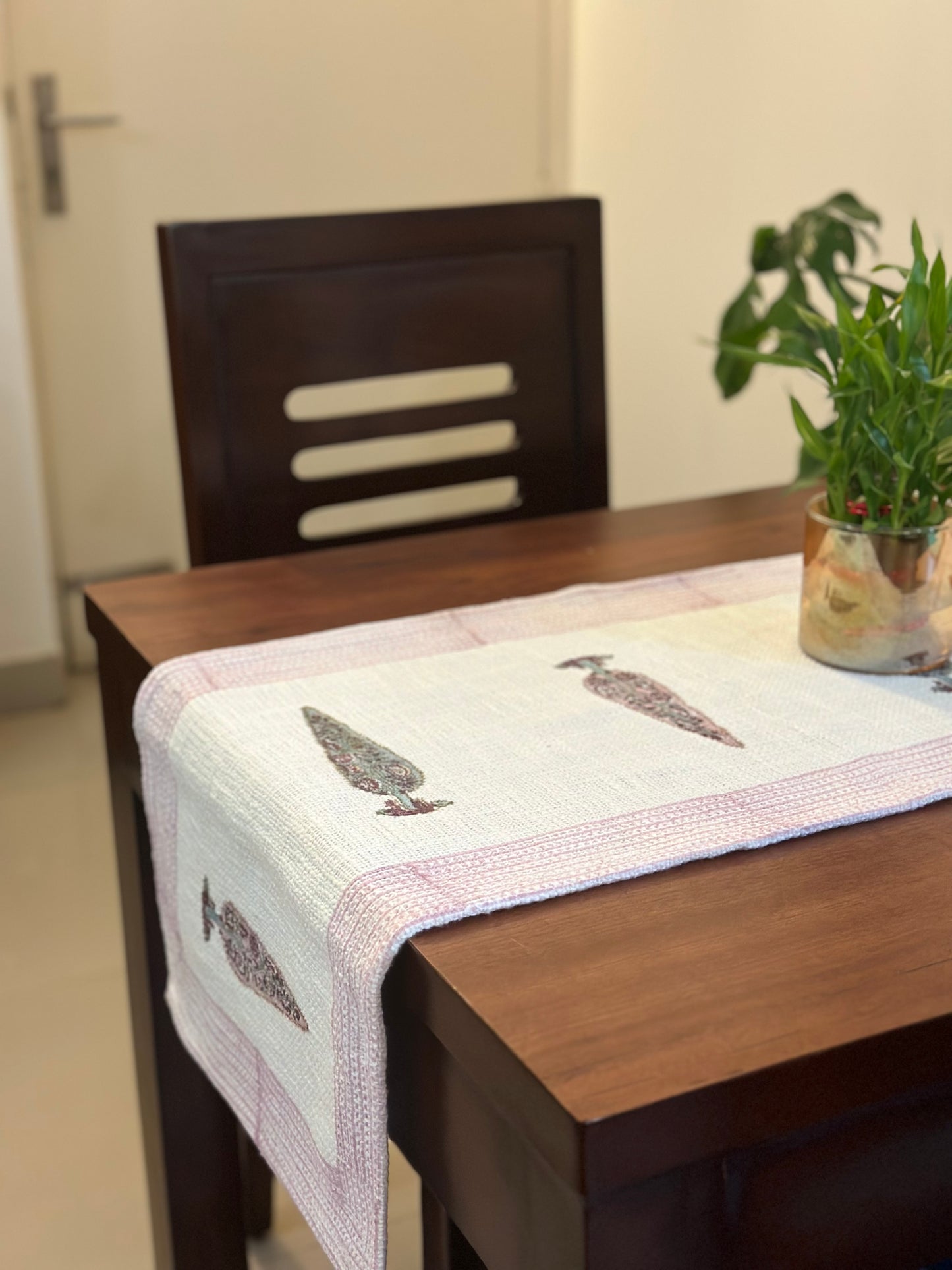 Lilac Pine Hand Block Print Table Runner